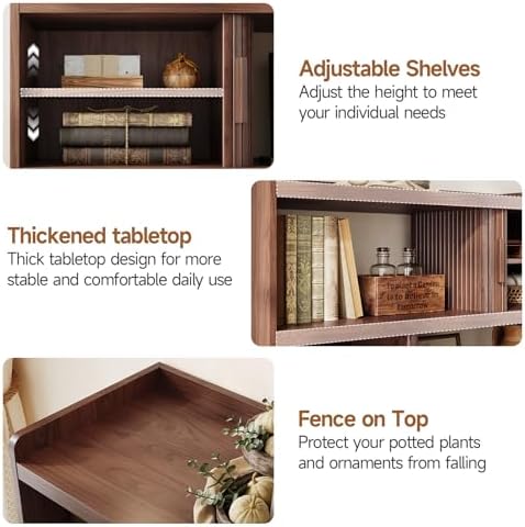 ONBRILL 44" Sideboard Buffet Cabinet with Outlet & Sliding Door, Wlanut