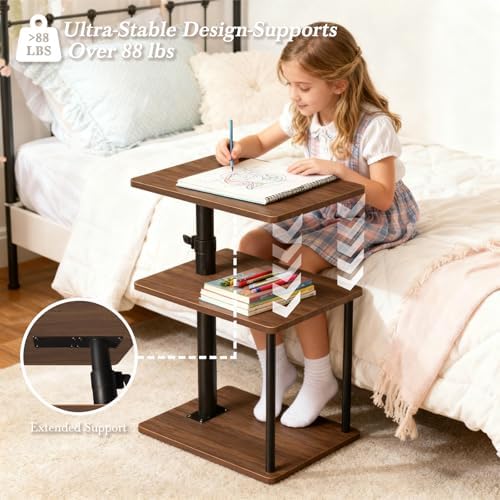 Faesun Swivel Side Table for Couch Arm, Height Adjustable C Shaped End Table ...