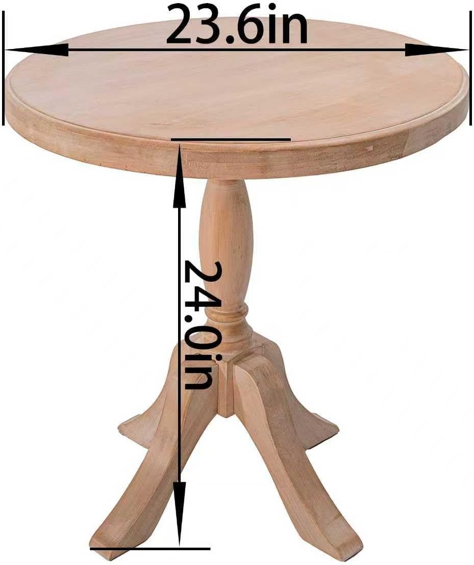 23.6'' Round Wooden End Table, Wooden Pedestal Side Coffee Tables, fo...
