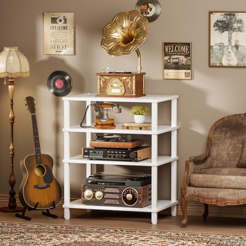 LELELINKY 4-Tier AV Media Player Stand, Stereo Stand, Modern Audio Shelf,Wood...