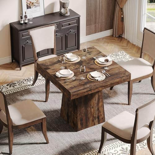 Tribesigns Square Dining Table for 4, 31.5" Farmhouse Small Kitchen Table