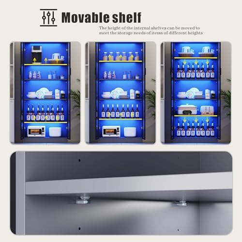 Dystler 65" Tall 5-Tier Display Cabinet with Doors and Adjustable Shelves