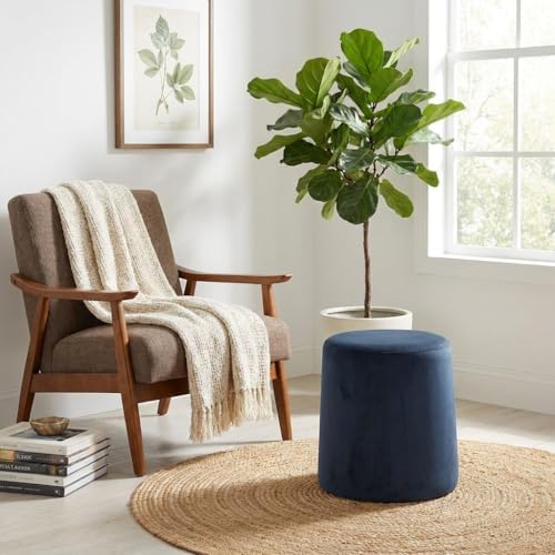 Spatial Order 17" Organic Shape Ottoman - Blue Velvet
