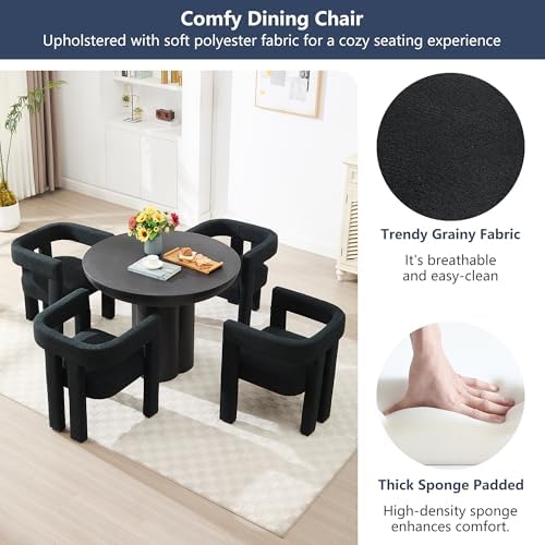 Modern Dining Chair Set of 4 Living Room Chairs,Upholstered Barrel Chair