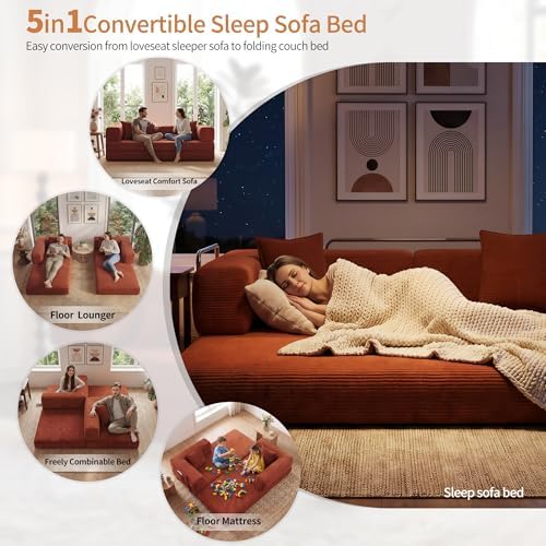 78.8" Couch for Living Room, Futon Sleeper Sofa Bed | Convertible Sofa B...