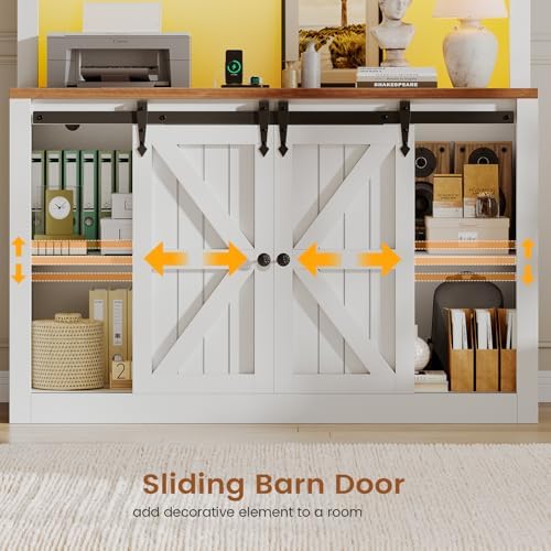 SEDETA 2 Drawer File Cabinet with Power Strip, 41” Farmhouse Filing Cabinet f...