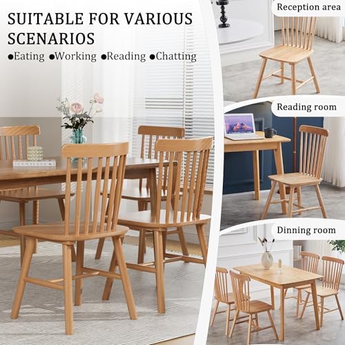 Dining Chairs Set of 4, Farmhouse Solid Wood Windsor Kitchen Chairs Set with ...