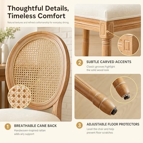 French Country Dining Chairs, Upholstered Dining Chairs Set of 6