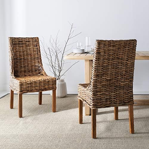 SAFAVIEH Suncoast Wood Accent Chair Set of 2, 20" Brown/Teak Brown FOX6503A