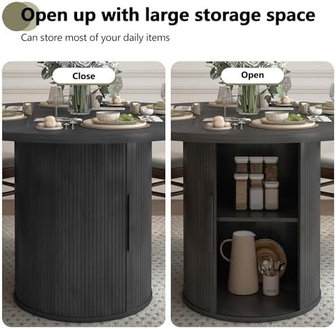 weselon 47 inch Round Dining Table for 4, Kitchen Table Dinner Table with 2-L...