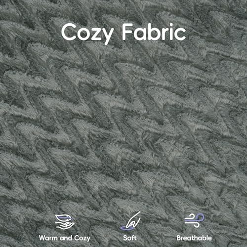 Hobestluk Adult Bean Bag Chair Memory Foam Faux Fur, Chevron Grey, Oversize |...