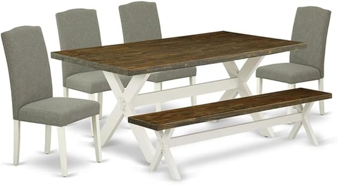East West Furniture X077EN206-6 6 Piece Dining Table Set Contains a Rectangle...