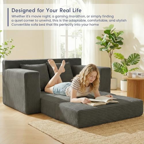 cidludto Couch Loveseat Sleeper, Convertible Sofa Bed Folding Couch Bed Folda...