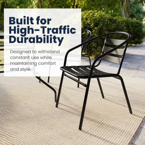 Flash Furniture Glass Table with 4 Chairs, Black, 5-Piece Set
