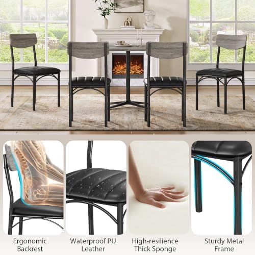 Jocoevol Dining Chairs Set of 4 - Upholstered Dining Room Chairs with PU Leat...