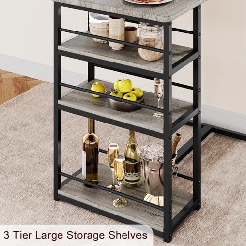 Dining Table Set for 2 with 3 Storage Shelves, 3-Piece Counter Height Kitchen...
