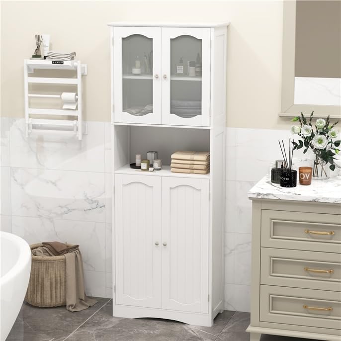 NAFORT Tall Storage Cabinet, Freestanding Cupboard with Adjustable Shelves, F...