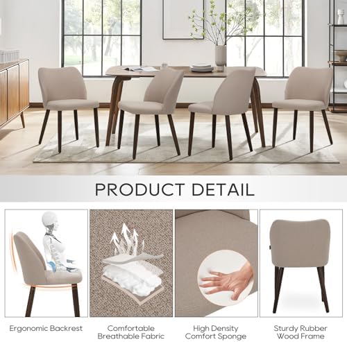 COLAMY Upholstered Dining Chairs Set of 6, Modern Fabric Dining Room Kitchen ...