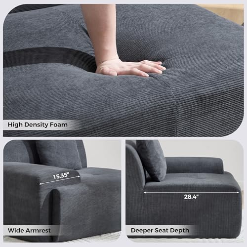 86" Loveseat Modular Sectional Sofa, Oversized 2-Seater Full Foam Cloud ...