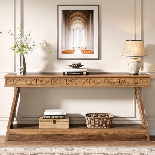 Tribesigns 70.9 Inch Extra Long Console Table for Entryway, 2-Tier | Narrow S...