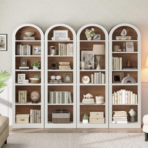 RALGEND Arched Bookshelf, 75.8" Tall Narrow Bookshelf, Arch Bookcase wit...