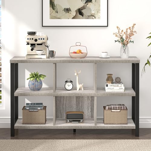 FOLUBAN 6 Cube Storage Organizer with Shelf, Industrial Horizontal Low Cubby ...