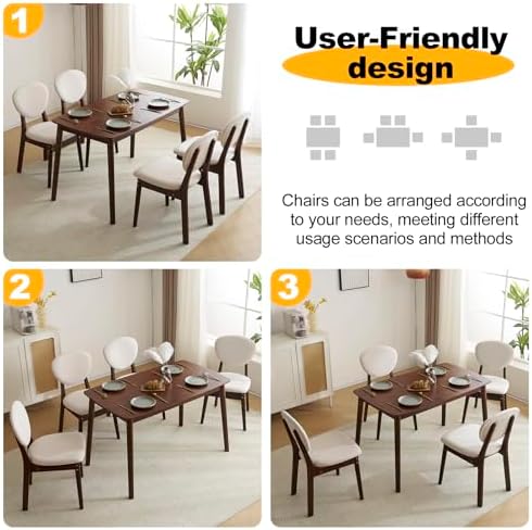 Karl home 5-Piece Farmhouse Dining Table Set for 4, Solid Wood Frame,Walnut