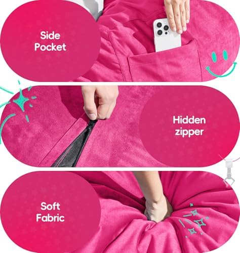 fond + found Small Bean Bag Chairs 2FT Comfy BeanBag Chair Velvet Fabric | Me...