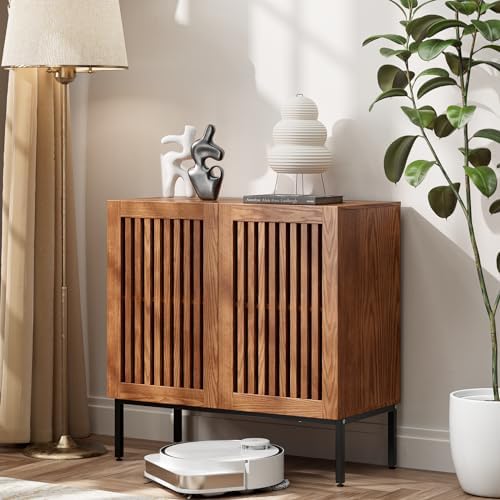 BVIUNTWO Storage Cabinet, Modern Coffee Bar with Adjustable Shelf and Metal B...