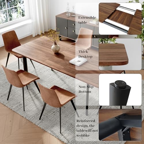HIPIHOM Extendable Dining Table Set for 8, Walnut Kitchen Table with Chairs |...