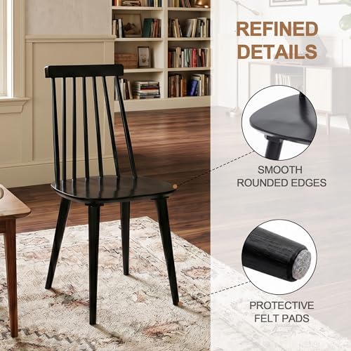DUHOME Dining Chairs Set of 2 Wood Dining Room Chair Black Spindle Side Kitch...