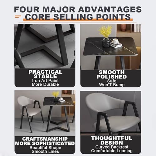 Modern Square Dining Table Set with 2 Chairs - Chic Furniture for Dining Room...