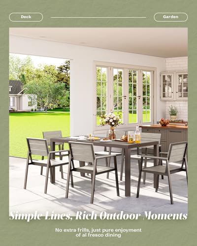 Vexwalx Outdoor Dining Set, Aluminum Dining Table Set for 6, Patio Table and ...