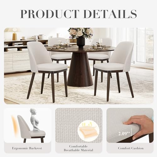 COLAMY Upholstered Dining Chairs Set of 4, Modern Kitchen Chairs with Back, F...