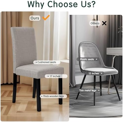 CHUN YI Upholstered Dining Chairs Set of 4, Fabric Dining Room Chairs with So...