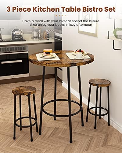 Recaceik 3 Piece Pub Dining Set, Counter Height Modern Bar Table with Wood To...