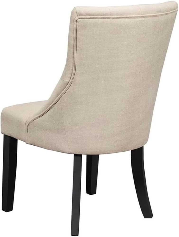 Alpine Furniture Prairie Side Chair in Cream Linen Upholstery-Set of 2