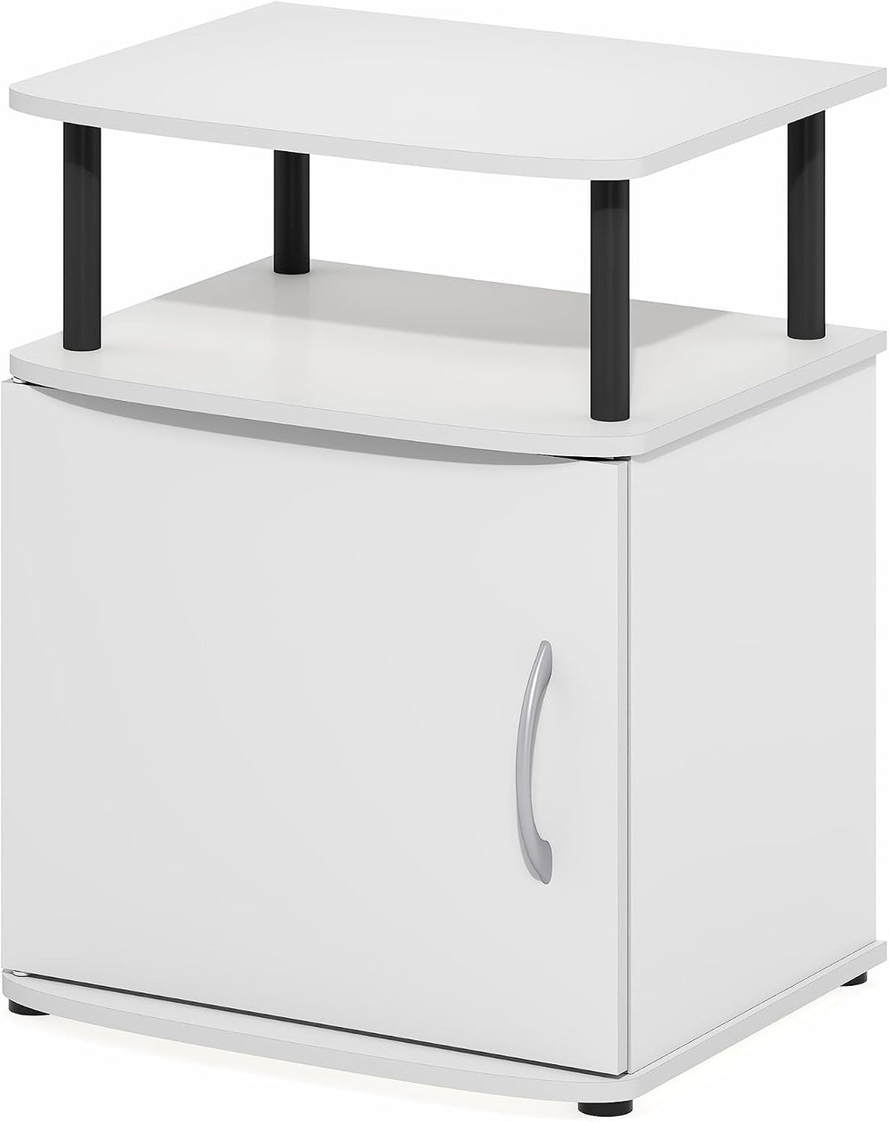 2-Tier Open Shelf Modern End Table with Door Cabinet, Soft-Edges Bedside Tabl...