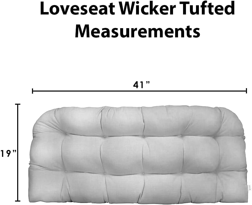 RSH DECOR: Tufted Wicker Loveseat Cushion | 41" x 19" | All-Weather...
