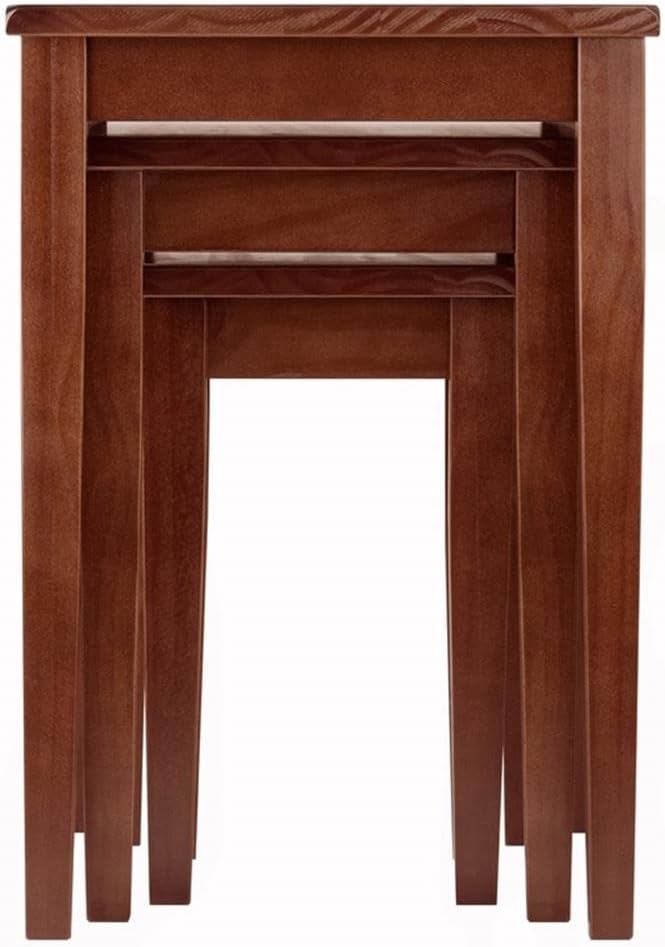 Pemberly Row 3-Piece Solid Wood Nesting Tables, Antique Walnut Finish, Stacka...