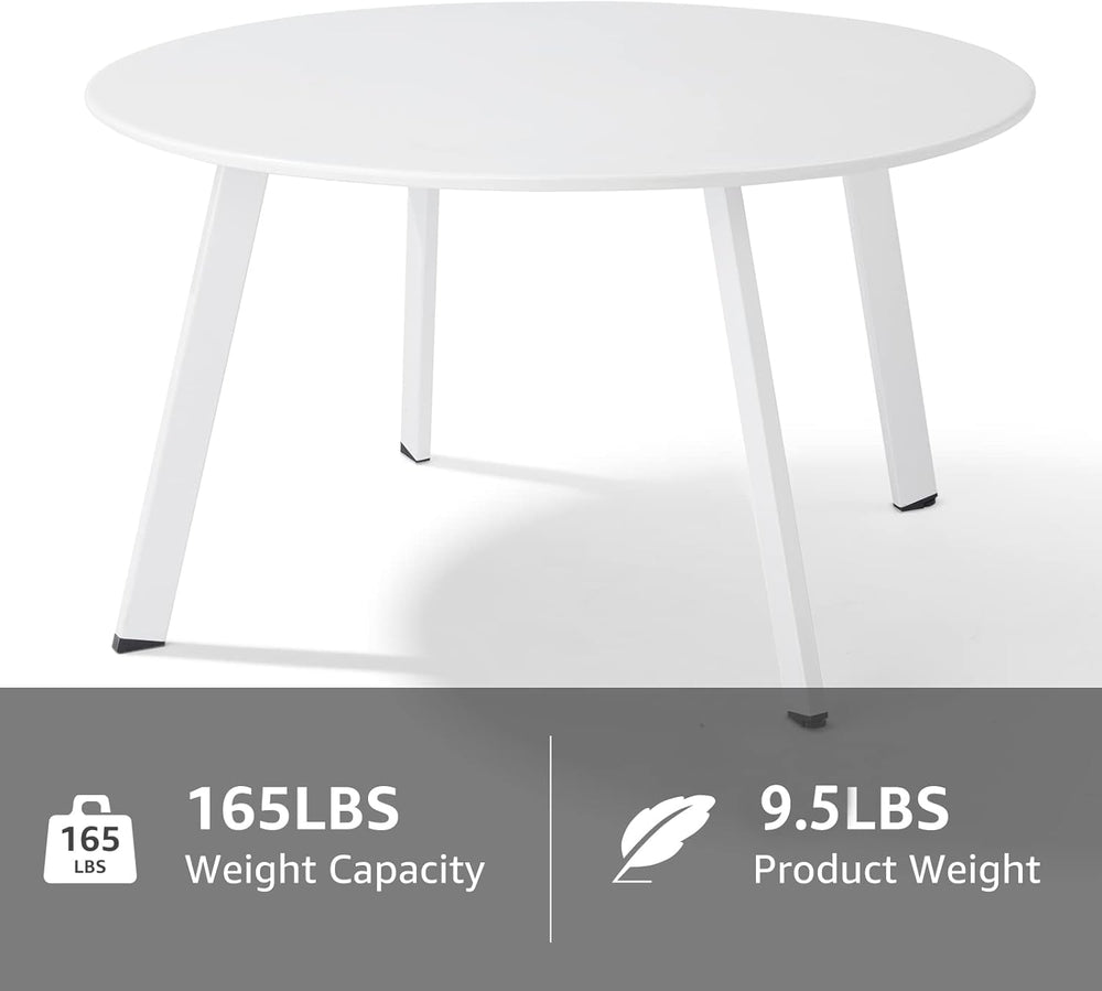 Patio Outdoor Coffee Table - Metal Steel Outside Round Table Weather Resistan...