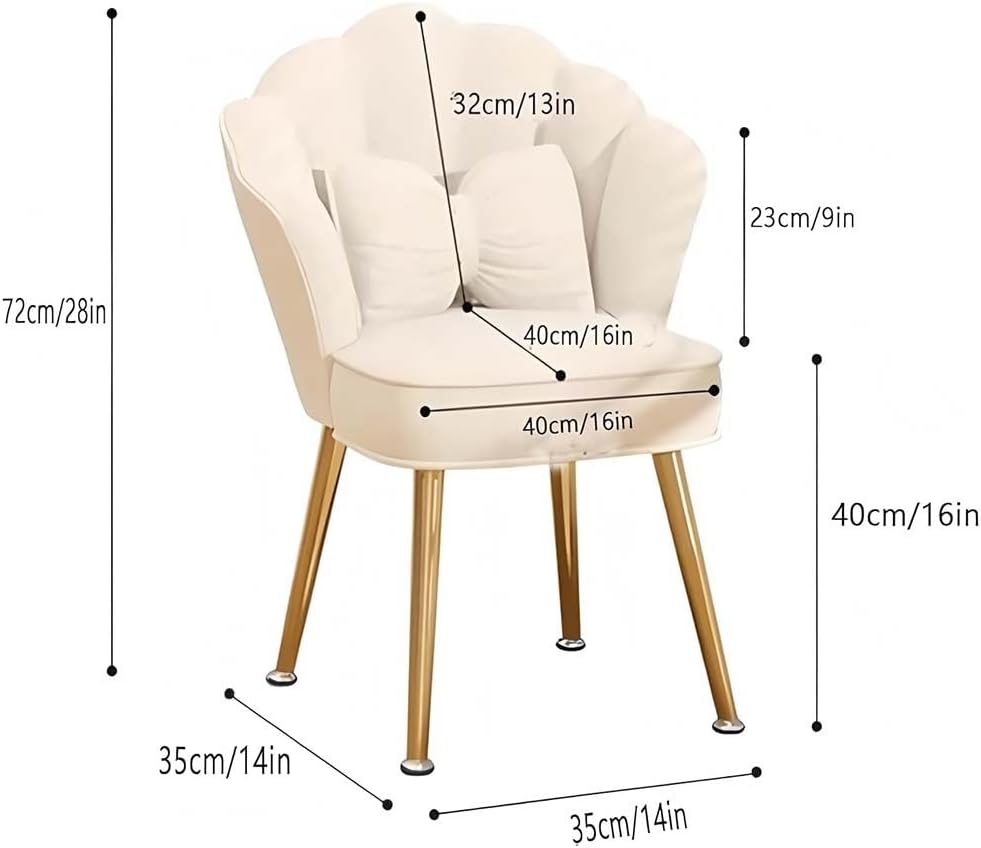 Etlegor Petal Makeup Vanity Chair, 360° Swivel Makeup Stool with High Back, M...