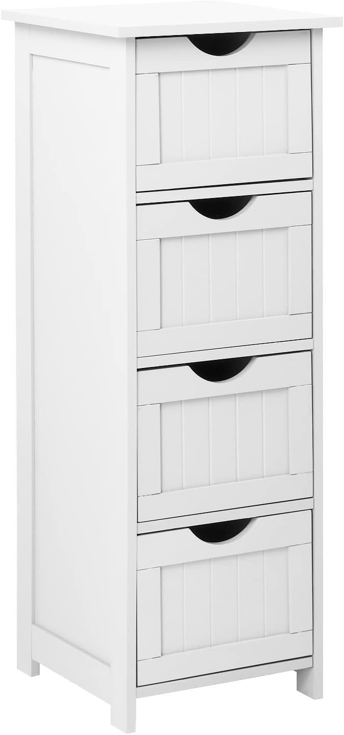Bonnlo Skinny Bathroom Floor Storage Cabinet,White 12 Inch Wide Deep Small St...