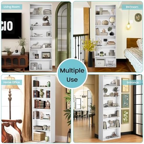 GRUSIGN 71" Tall 6-Tier Bookshelf, Large Open Display Bookcase with Ampl...