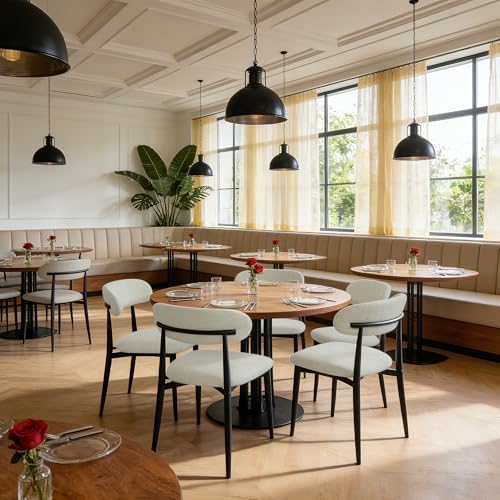 FREKEN Modern Upholstered Dining Chairs Set of 6, Mid-Century Metal Frame Lin...