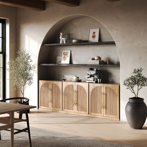 BELLEZE Set of 3 Jagger Sideboard Buffet Cabinet - Camel