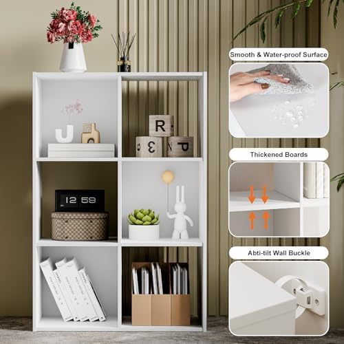 Sweetcrispy 6 Cube Storage Organizer, Stackable Modular Bookcase Shelf