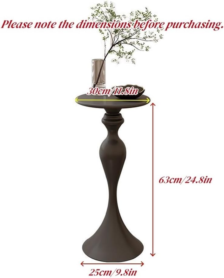Creative-Shaped Iron Side Table, Narrow End Table with Round Desktop, Minimal...