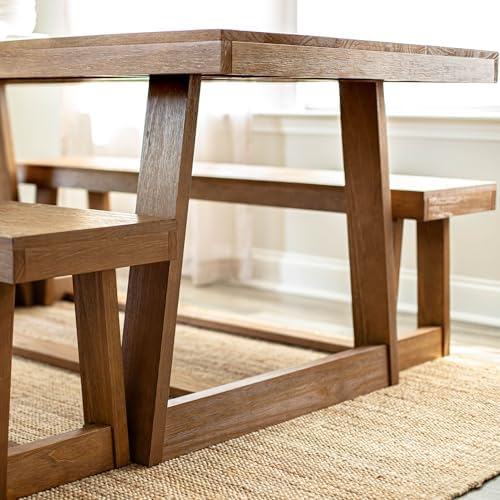 Plank+Beam Classic 72 Inch Dining Table, Rectangular, Pecan Wirebrush | Non-T...