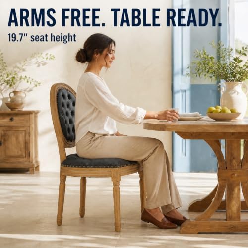 ODUSE-DAILY French Country Dining Chairs Set of 6, Black Kitchen & Dinnin...